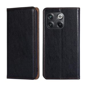For OnePlus 10T Gloss Oil Solid Color Magnetic Leather Phone Case(Black) (OEM)