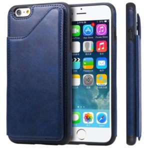 For iPhone 6 Plus Shockproof Calf Texture Protective Case with Holder & Card Slots & Frame(Blue) (OEM)