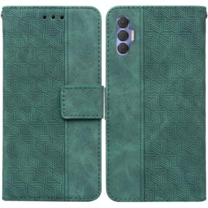 For Tecno Spark 8P Geometric Embossed Leather Phone Case(Green) (OEM)