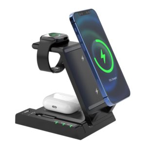 D2 15W Max 6 in 1 Multifunction Fast Wireless Charger Holder(Black) (OEM)