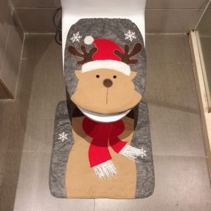 2 in 1 Elk Christmas Decoration Toilet Set (OEM)