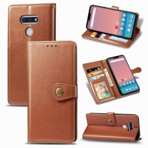 For LG Style3 L-41A Retro Solid Color Leather Buckle Phone Case with Lanyard & Photo Frame & Card Slot & Wallet & Stand Function(Brown) (OEM)