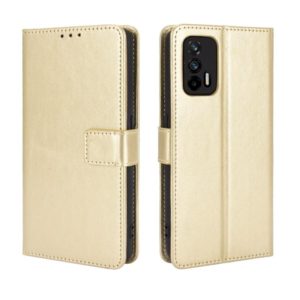 For OPPO Realme GT 5G Retro Crazy Horse Texture Horizontal Flip Leather Case with Holder & Card Slots & Lanyard(Gold) (OEM)