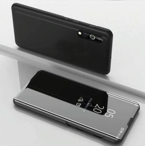 For LG Velvet 5G Plated Mirror Horizontal Flip Leather Case with Holder(Black) (OEM)