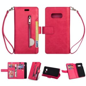 For Samsung Galaxy S10e Multifunctional Zipper Horizontal Flip Leather Case with Holder & Wallet & 9 Card Slots & Lanyard(Rose Red) (OEM)