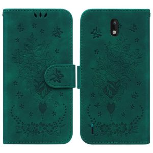 For Nokia 1.3 Butterfly Rose Embossed Leather Phone Case(Green) (OEM)