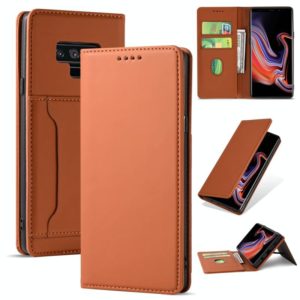 For Samsung Galaxy Note9 Strong Magnetism Liquid Feel Horizontal Flip Leather Case with Holder & Card Slots & Wallet(Brown) (OEM)