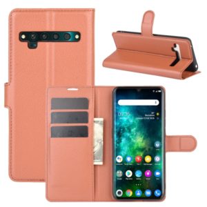 For TCL 10 Pro Litchi Texture Horizontal Flip Protective Case with Holder & Card Slots & Wallet(Brown) (OEM)