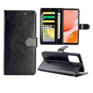 For Samsung Galaxy A72 5G / 4G Crazy Horse Texture Leather Horizontal Flip Protective Case with Holder & Card Slots & Wallet & Photo Frame(Black) (OEM)