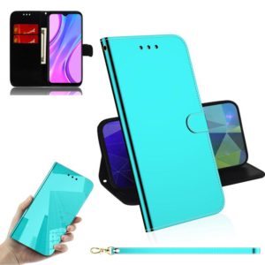 For Xiaomi Redmi 9 Lmitated Mirror Surface Horizontal Flip Leather Case with Holder & Card Slots & Wallet & Lanyard(Mint Green) (OEM)