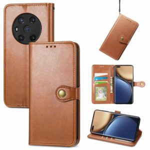 For Honor Magic3 Solid Color Leather Buckle Phone Case(Brown) (OEM)