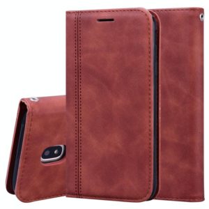 For Samsung Galaxy J3 / J330 (EU) Frosted Business Magnetic Horizontal Flip PU Leather Case with Holder & Card Slot & Lanyard(Brown) (OEM)