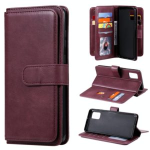For Samsung Galaxy A31 / A315 Multifunctional Magnetic Copper Buckle Horizontal Flip Solid Color Leather Case with 10 Card Slots & Wallet & Holder & Photo Frame(Wine Red) (OEM)