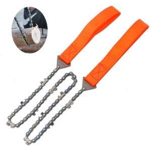 Outdoor Portable Hand-held Wire Saw Field Survival Manganese Steel Chain Saw Multifunctional Logging Saw(11 Teeth Orange) (OEM)
