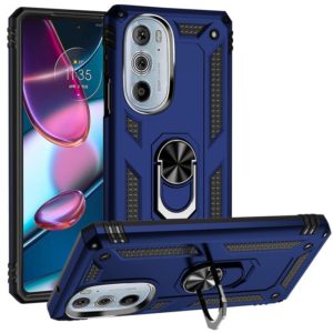 For Motorola Edge 30 Pro Shockproof TPU + PC Phone Case with Holder(Blue) (OEM)