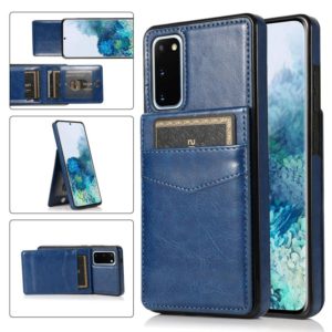 For Samsung Galaxy S20 Solid Color PC + TPU Protective Case with Holder & Card Slots(Blue) (OEM)