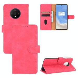 For OnePlus 7T Solid Color Skin Feel Magnetic Buckle Horizontal Flip Calf Texture PU Leather Case with Holder & Card Slots & Wallet(Rose Red) (OEM)