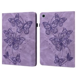 For Samsung Galaxy Tab S6 Lite P610/P615 Embossed Butterfly Pattern Horizontal Flip Leather Tablet Case(Purple) (OEM)