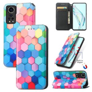 For ZTE Axon 30 5G Colorful Magnetic Horizontal Flip PU Leather Case with Holder & Card Slot & Wallet(Colorful Cube) (OEM)