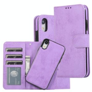 For iPhone XR KLT888-2 Retro 2 in 1 Detachable Magnetic Horizontal Flip TPU + PU Leather Case with Holder & Card Slots & Photo Frame & Wallet(Purple) (OEM)