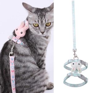Rabbit Head Type Cat Traction Rope Anti-breakaway Adjustable Cat Leash, Size: Large Suitable for 3-6kg(Green) (null) (OEM)