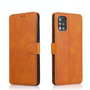 For Samsung Galaxy A71 Calf Texture Magnetic Buckle Horizontal Flip Leather Case with Holder & Card Slots & Wallet & Photo Frame(Khaki) (OEM)