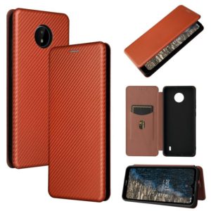 For Nokia C20 Carbon Fiber Texture Horizontal Flip TPU + PC + PU Leather Case with Card Slot(Brown) (OEM)