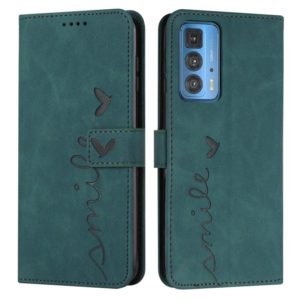 For Motorola Edge 20 Pro Skin Feel Heart Pattern Leather Phone Case(Green) (OEM)