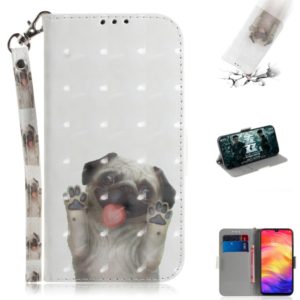 3D Coloured Drawing Horizontal Flip Leather Case with Holder & Card Slots & Wallet For Huawei P30(Pug) (OEM)