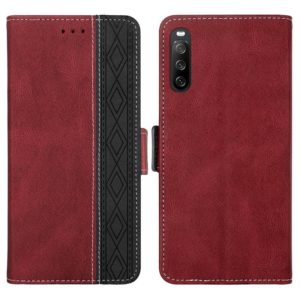 For Sony Xperia 10 III Stitching Side-Magnetic RFID Leather Phone Case(Red) (OEM)