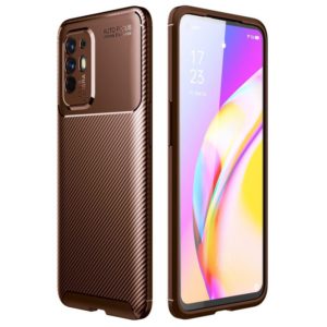 For OPPO F19 Pro+ 5G Carbon Fiber Texture Shockproof TPU Case(Brown) (OEM)