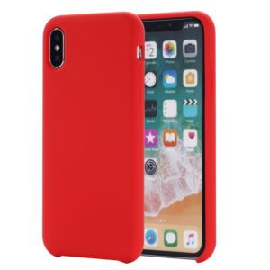 For iPhone XS Max Four Corners Full Coverage Liquid Silicone Protective Case Back Cover (Red) (OEM)