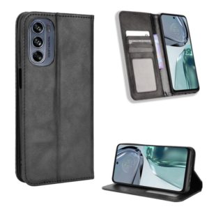 For Motorola Moto G62 5G Magnetic Buckle Retro Texture Leather Phone Case(Black) (OEM)