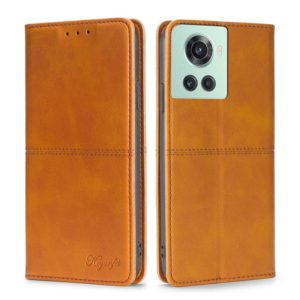 For OnePlus Ace/10R Cow Texture Magnetic Horizontal Flip Leather Phone Case(Light Brown) (OEM)