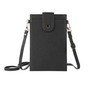 Litchi Texture Card Holder Mobile Phone Bag with Long Strap(Black) (OEM)
