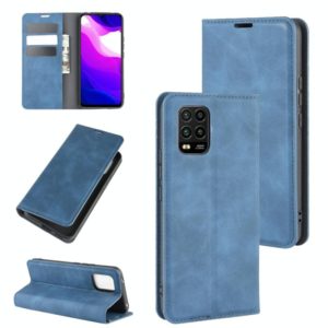 For Xiaomi Mi 10 Lite 5G Retro-skin Business Magnetic Suction Leather Case with Holder & Card Slots & Wallet(Dark Blue) (OEM)