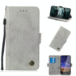For Nokia 2.2 Retro Horizontal Flip PU Leather Case with Card Slots & Holder(Gray) (OEM)