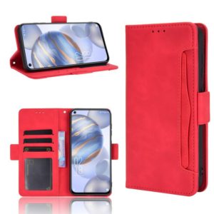 For Oukitel C21/C21 Pro Skin Feel Calf Pattern Horizontal Flip Leather Case with Holder & Card Slots & Photo Frame(Red) (OEM)