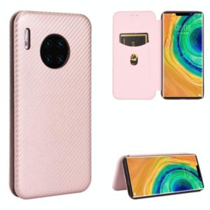 For Huawei Mate 30 Pro Carbon Fiber Texture Horizontal Flip TPU + PC + PU Leather Case with Card Slot(Pink) (OEM)