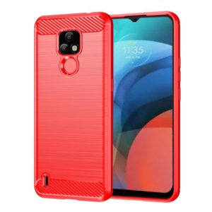 For Lenovo K12 / Motorola Moto E7 Brushed Texture Carbon Fiber TPU Phone Case(Red) (OEM)