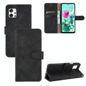 For LG Q92 5G Solid Color Skin Feel Magnetic Buckle Horizontal Flip Calf Texture PU Leather Case with Holder & Card Slots & Wallet(Black) (OEM)
