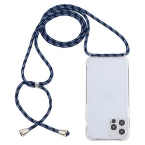 For iPhone 12 Pro Max Transparent Acrylic Airbag Shockproof Phone Protective Case with Lanyard(Gradient Blue) (OEM)
