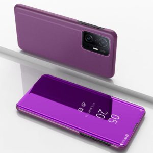 For Xiaomi Mi 11T / 11T Pro Plated Mirror Horizontal Flip Leather Case with Holder(Purple) (OEM)