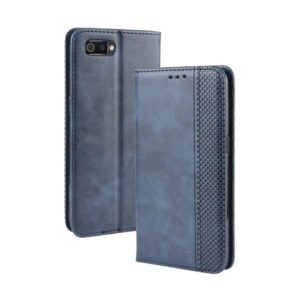 Magnetic Buckle Retro Crazy Horse Texture Horizontal Flip Leather Case for OPPO Realme C2 / A1K , with Holder & Card Slots & Photo Frame(Blue) (OEM)