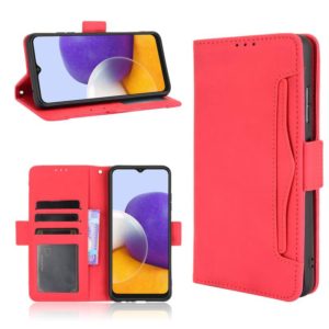 For Samsung Galaxy A22 5G Skin Feel Calf Pattern Horizontal Flip Leather Case with Holder & Card Slots & Photo Frame(Red) (OEM)