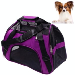 Portable Pet Backpack Dog Go Out Messenger Folding Bag Pet Supplies, Specification: Medium(Purple) (OEM)