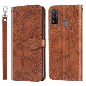 For Huawei P smart 2020 Life of Tree Embossing Pattern Horizontal Flip Leather Case with Holder & Card Slot & Wallet & Photo Frame & Lanyard(Brown) (OEM)