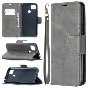 For Xiaomi Redmi 9C Retro Lambskin Texture Pure Color Horizontal Flip PU Leather Case with Holder & Card Slots & Wallet & Lanyard(Grey) (OEM)