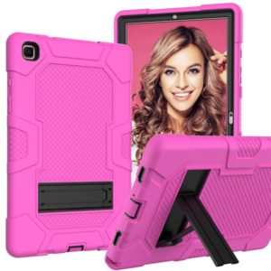 For Samsung Galaxy Tab A7 10.4 (2020) T500 / T505 Contrast Color Robot Shockproof Silicone + PC Protective Case with Holder(Rose Red Black) (OEM)