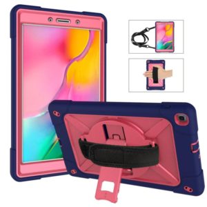 For Galaxy Tab A 8.0 (2019) T290 Contrast Color Silicone + PC Combination Case with Holder(Navy Blue + Rose Red) (OEM)